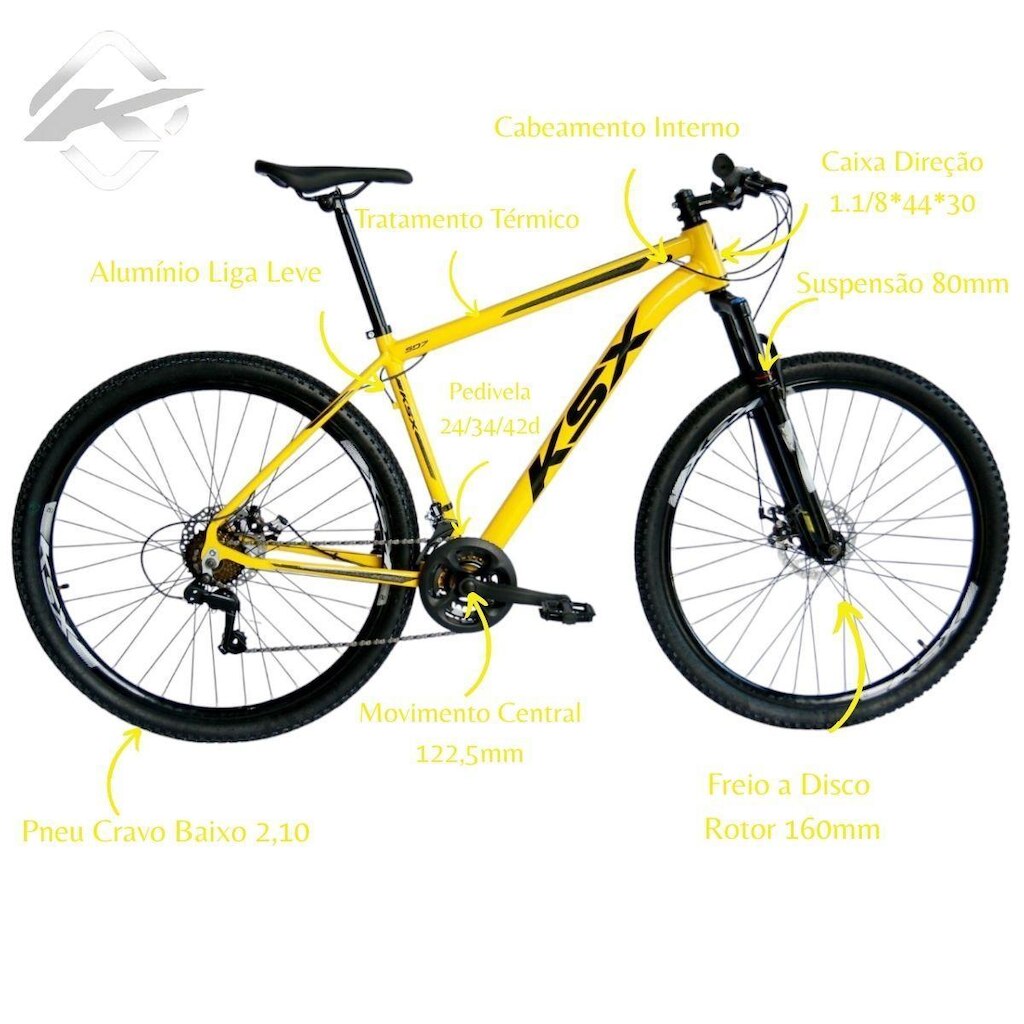 Bicicleta Aro 29 Ksx Freios Disco 21v Cabeamento Interno