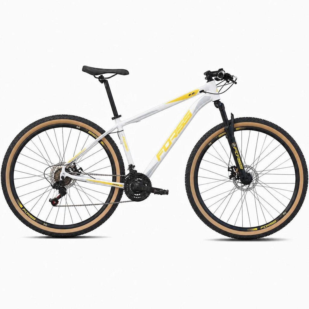 Bicicleta Aro 29 Masculina Forss 5.0 21v Branco/amarelo