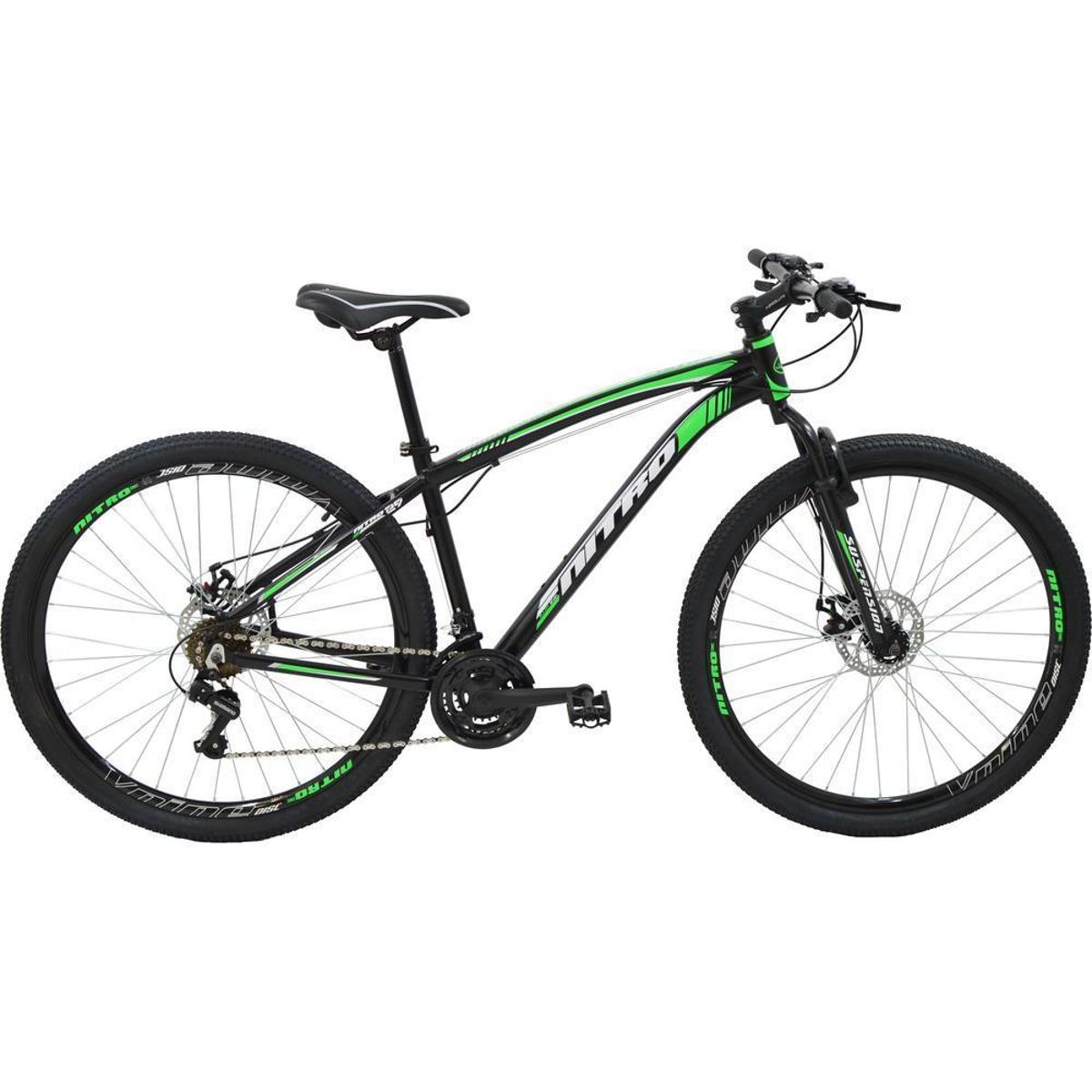 Bicicleta Polimet Nitro Aro 29 Susp. Dianteira 21 Marchas - Preto/verde