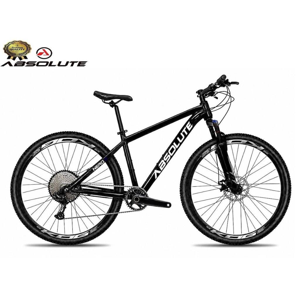 Bicicleta Aro 29 Nero 6 Peças Inteira Absolute k7 12v Garfo com Trava Freio a Disco Hidráulico