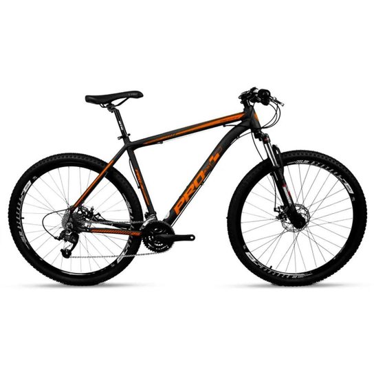 Bicicleta Aro 29 Prowest Freio Mec Trava Susp 27v Pto e Lja - Preto+Laranja