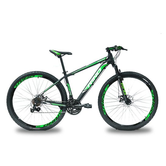 Bicicleta Aro 29 RINO ATACAMA Freio a Disco - Cambios Shimano 24v com Trava - Preto+verde Menor preço em Bicicleta Aro 29 RINO ATACAMA Freio a Disco - Cambios Shimano 24v com Trava - Preto+verde