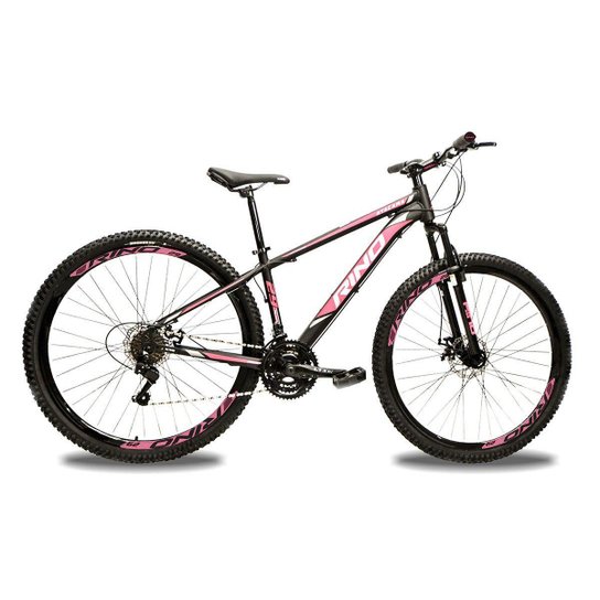 Bicicleta Aro 29 Rino Atamaca 21 velocidades com Freio á Disco - Preto+Pink