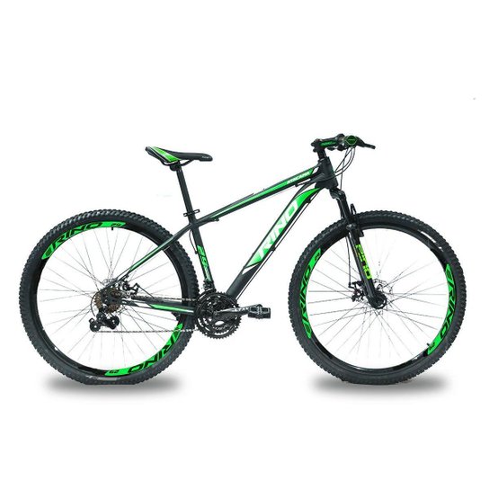 Bicicleta Aro 29 Rino Atamaca 21 velocidades com Freio á Disco - Preto+verde