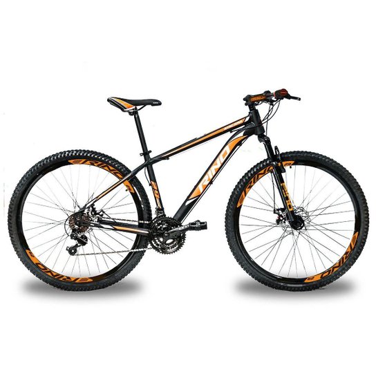 Bicicleta Aro 29 Rino Atamaca 21 velocidades com Freio á Disco - Preto+Laranja