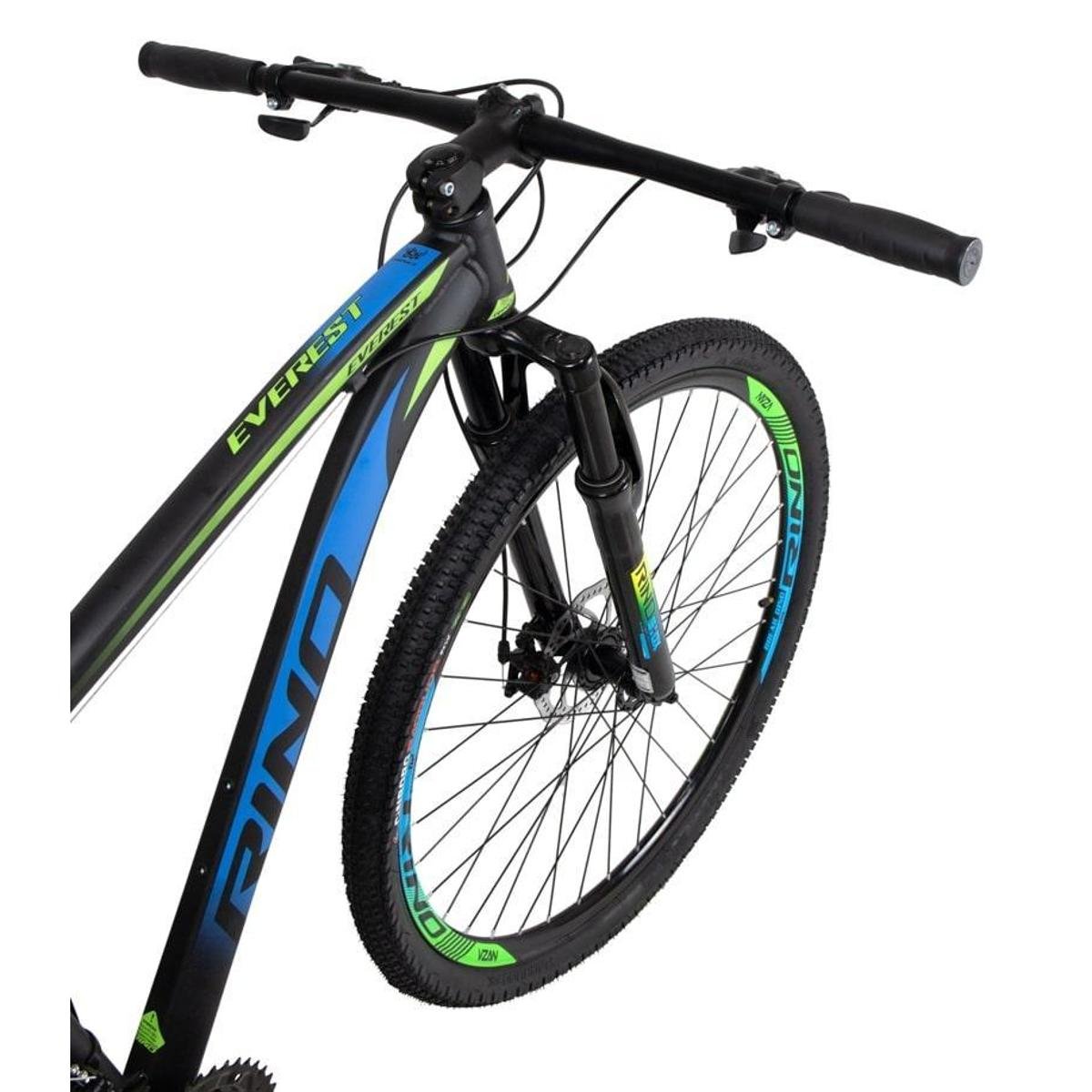 Bicicleta Aro 29 Rino Everest 24 Velocidades - Freio Hidrualico - Azul+Verde