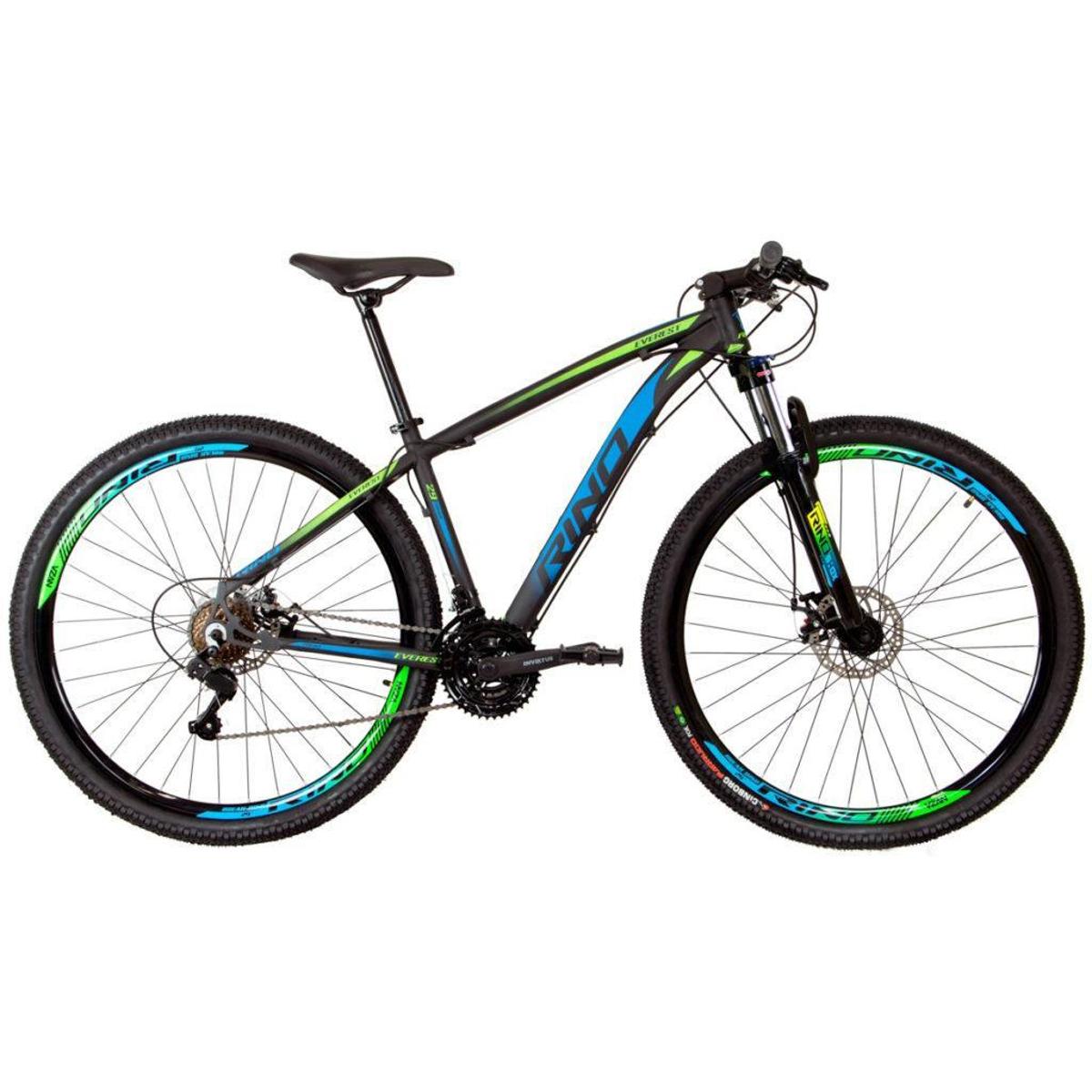 Bicicleta Rino Everest Aro 29 Susp. Dianteira 24 Marchas - Azul/verde