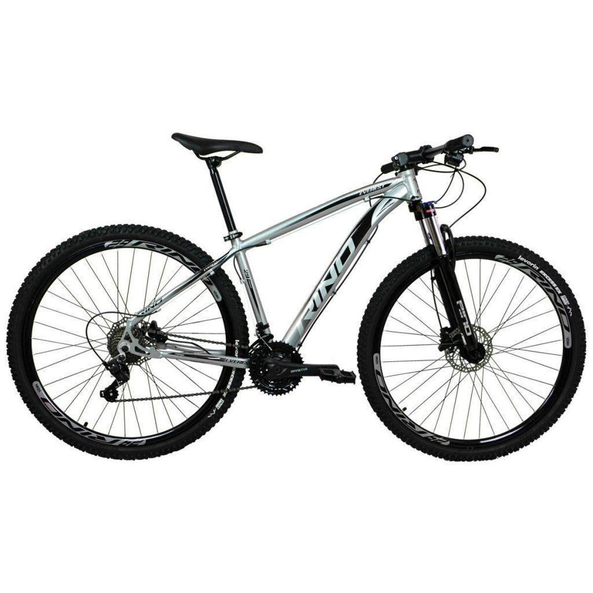 Bicicleta Rino Everest Aro 29 Susp. Dianteira 24 Marchas - Prata/preto