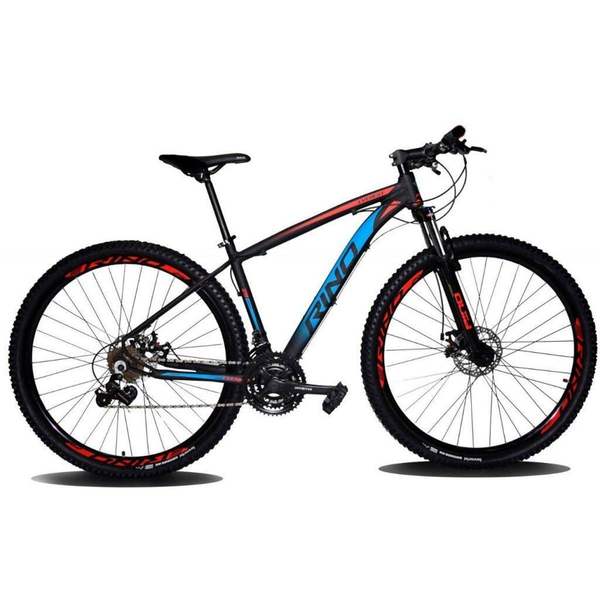 BICICLETA ARO 29 RINO EVEREST COLOR - 24V CAMBIOS SHIMANO - SUSPENSÃO COM TRAVA Menor preço em BICICLETA ARO 29 RINO EVEREST COLOR - 24V CAMBIOS SHIMANO - SUSPENSÃO COM TRAVA