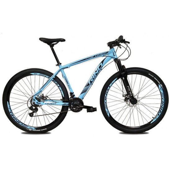 Bicicleta Aro 29 RINO EVEREST Freio a Disco - Cambios Shimano 2.0 - 21v - Azul Piscina Menor preço em Bicicleta Aro 29 RINO EVEREST Freio a Disco - Cambios Shimano 2.0 - 21v - Azul Piscina