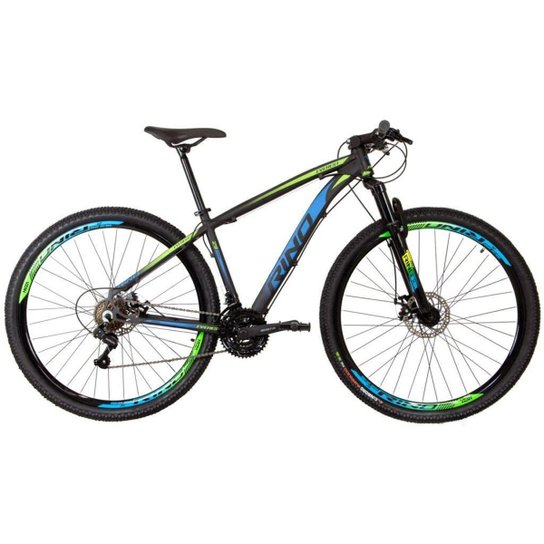 Bicicleta Aro 29 RINO EVEREST Freio a Disco - Cambios Shimano 21v - Azul+Verde