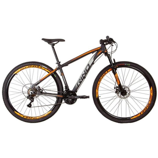 Bicicleta Aro 29 RINO EVEREST Freio a Disco - Cambios Shimano 21v - Preto+Laranja