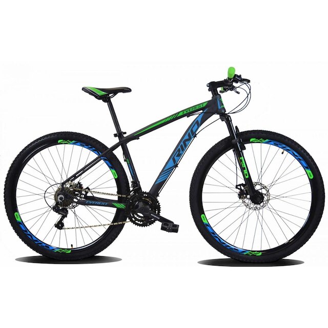 Bicicleta Rino Everest Aro 29 Susp. Dianteira 27 Marchas - Azul/verde
