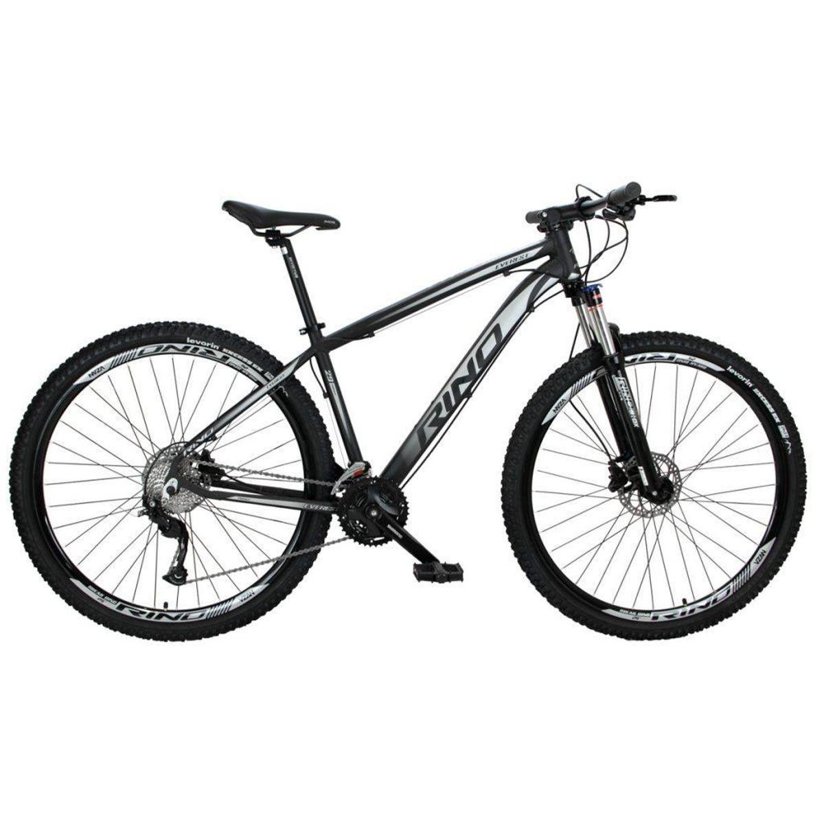 Bicicleta Rino Everest Aro 29 Susp. Dianteira 27 Marchas - Cinza