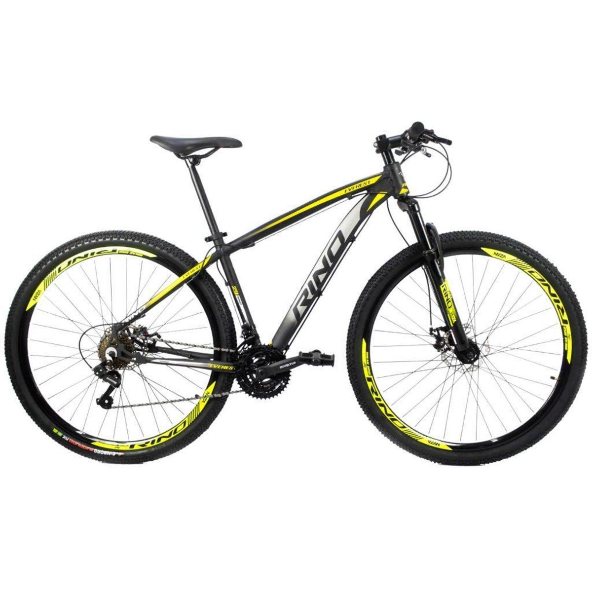 Bicicleta Rino Everest Disc M Aro 29 Susp. Dianteira 21 Marchas - Amarelo/rosa