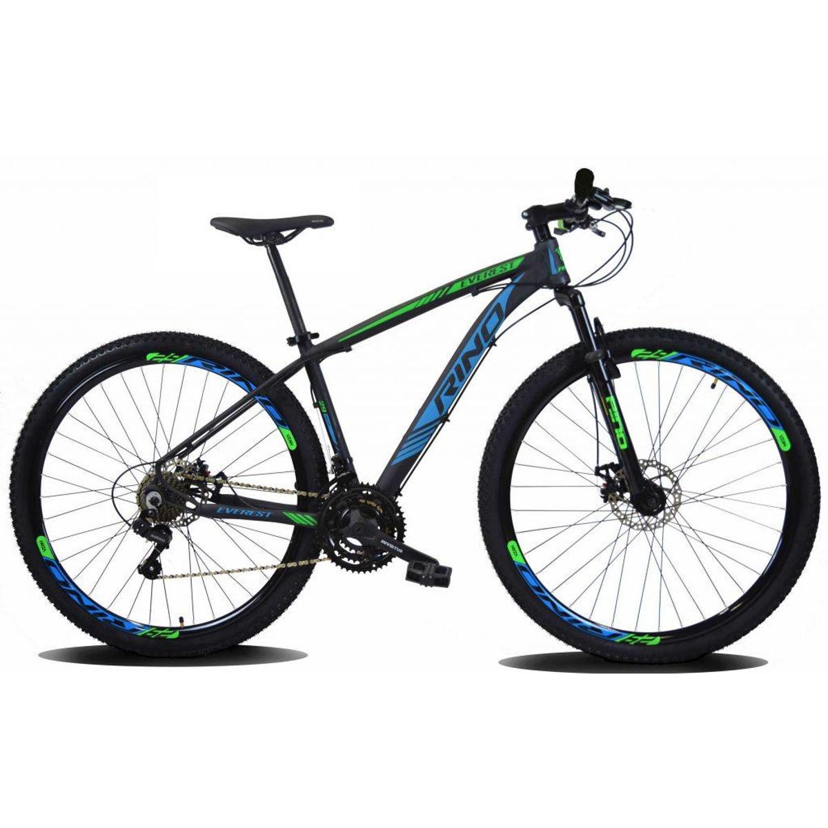 Bicicleta Rino Everest Disc H Aro 29 Susp. Dianteira 24 Marchas - Azul/verde