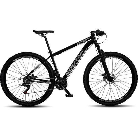 Bicicleta Aro 29 South Voltz Grupo Shimano 21 Velocidades Freio a Disco Mtb Alumínio - Preto+Cinza Menor preço em Bicicleta Aro 29 South Voltz Grupo Shimano 21 Velocidades Freio a Disco Mtb Alumínio - Preto+Cinza