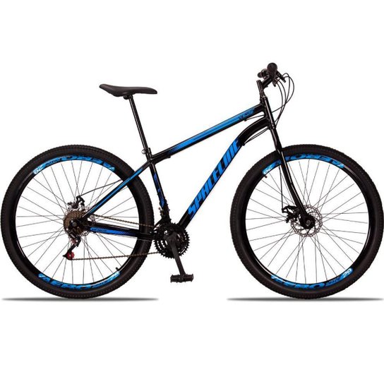 Bicicleta aro 29 Spaceline vênus Aço 21 Vel freio a disco - Preto+Azul Menor preço em Bicicleta aro 29 Spaceline vênus Aço 21 Vel freio a disco - Preto+Azul