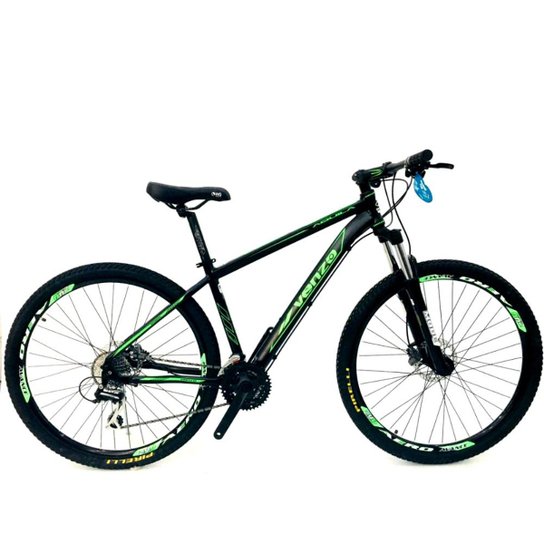 Bicicleta Aro 29 Venzo Aquila 27V Cambio Tras. Acera Trava Freio Hidráulico - Preto+verde Menor preço em Bicicleta Aro 29 Venzo Aquila 27V Cambio Tras. Acera Trava Freio Hidráulico - Preto+verde