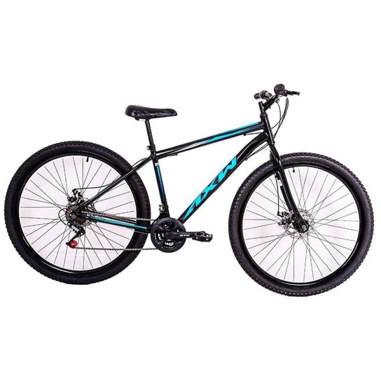 Bicicleta AXW Aço Carbono Aro 29 Freios a Disco 21 Marchas + Suporte - Preto+Azul Menor preço em Bicicleta AXW Aço Carbono Aro 29 Freios a Disco 21 Marchas + Suporte - Preto+Azul
