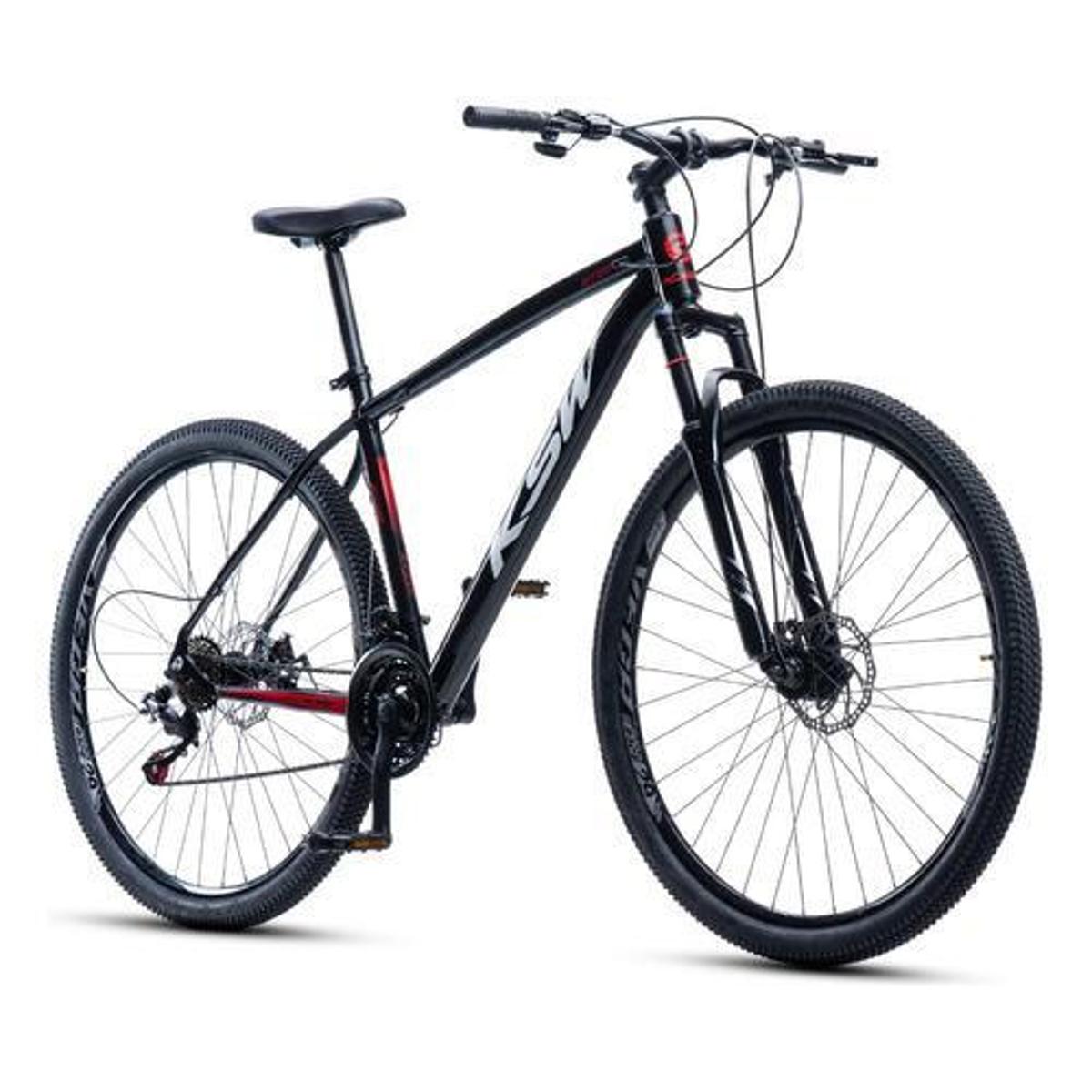 Bicicleta Ksw Xlt 100 Disc M Aro 29 Susp. Dianteira 21 Marchas - Preto/vermelho