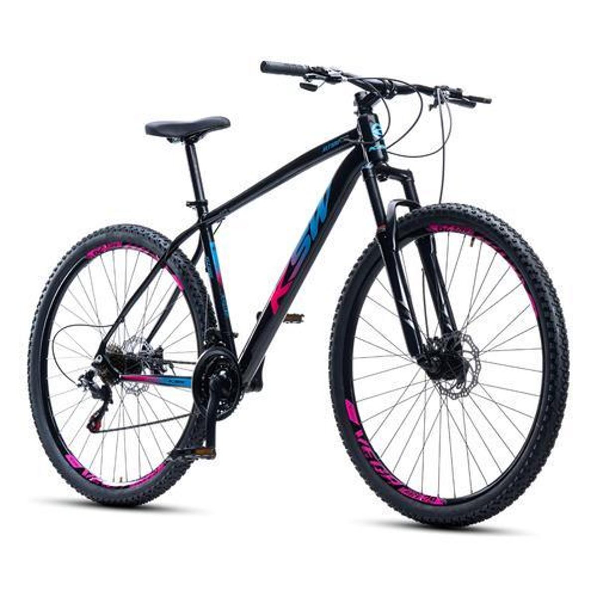 Bicicleta Ksw Xlt 100 Disc M Aro 29 Susp. Dianteira 21 Marchas - Preto/rosa
