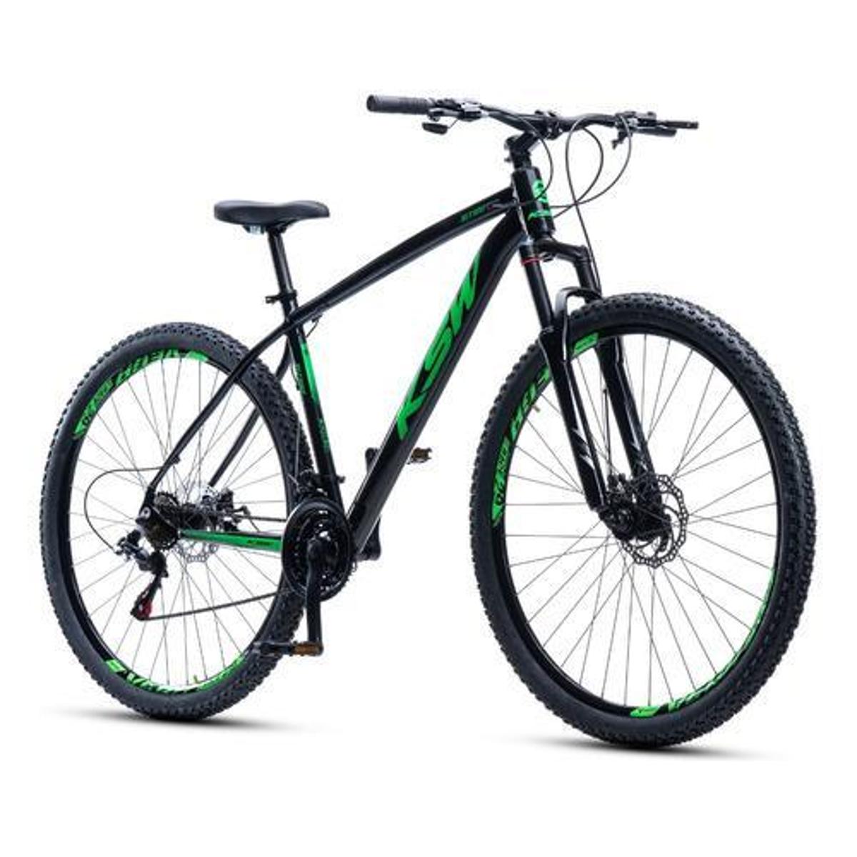 Bicicleta Ksw Xlt 100 Disc M Aro 29 Susp. Dianteira 21 Marchas - Preto/verde