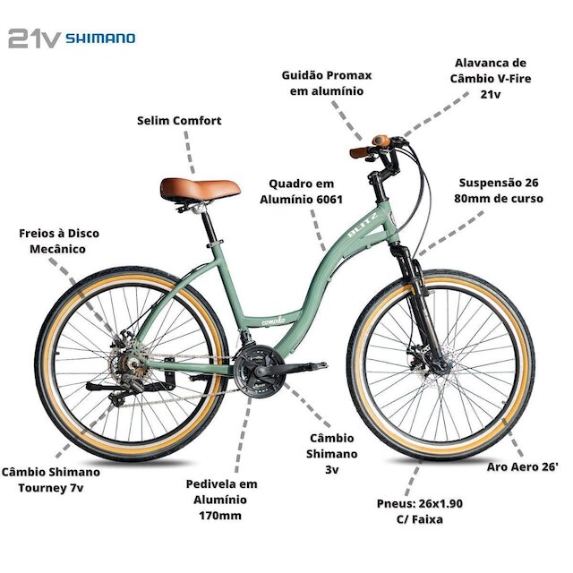 Bicicleta Blitz COMODO URBANA Shimano 21v
