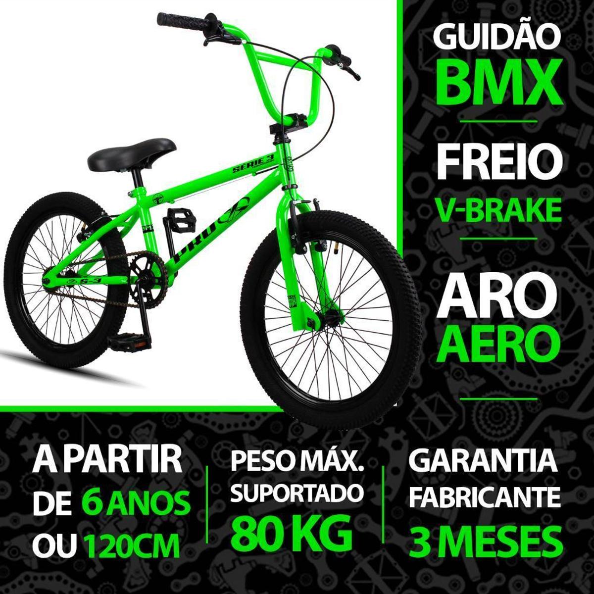 Bicicleta Bmx Aro 20 Pro-x Série 3 Infantil Aro Aero Freios V