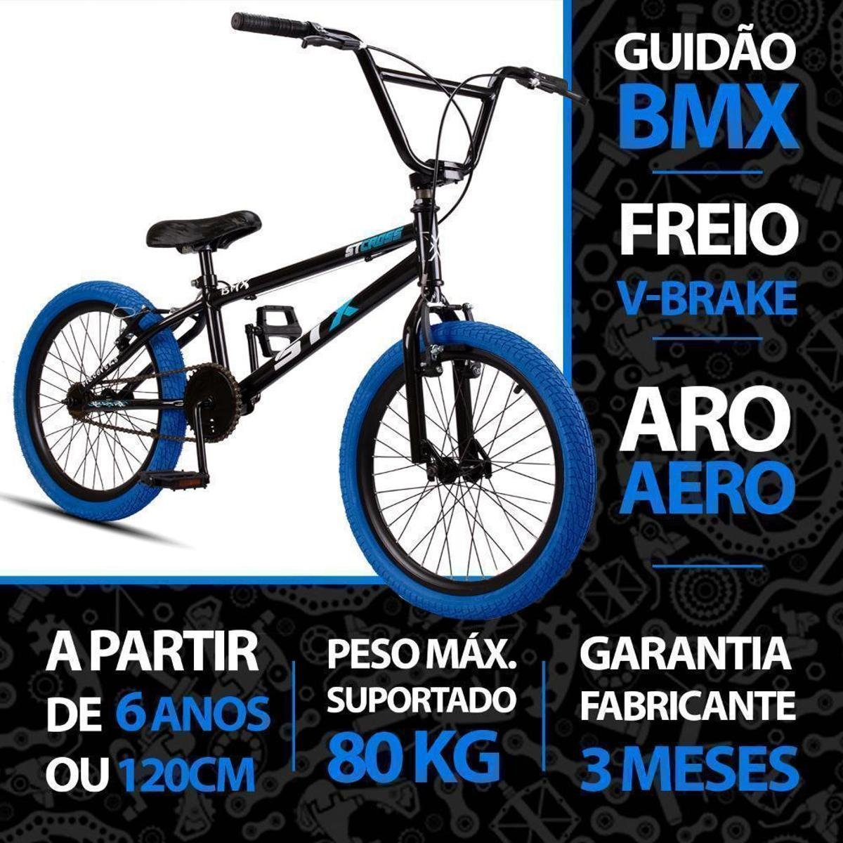 Bicicleta BMX Aro 20 STX COLOR Aro Aero Infantil Freio V-Brake