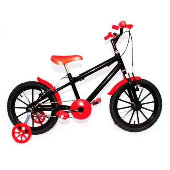 Bicicleta Ciclismo Infantil Criança Mtb Cores Aro 16 Samy - Preto+Vermelho Menor preço em Bicicleta Ciclismo Infantil Criança Mtb Cores Aro 16 Samy - Preto+Vermelho