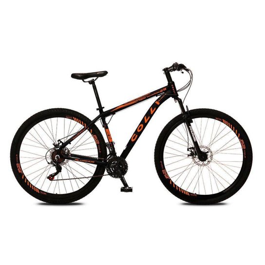 Bicicleta Colli Atalanta em Alumínio Freio a Disco Cambio Shimano Preta/Laranja Aro 29 21V 36 Raias - Preto+Laranja Menor preço em Bicicleta Colli Atalanta em Alumínio Freio a Disco Cambio Shimano Preta/Laranja Aro 29 21V 36 Raias - Preto+Laranja