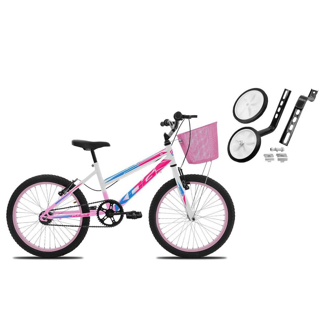 Bicicleta Com Rodinha e Cesta Feminina Infantil Aro 20 KOG
