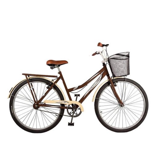 Bicicleta de Passeio KLS Retro Aro 26 com Freios V-brake - Marrom+Bege Menor preço em Bicicleta de Passeio KLS Retro Aro 26 com Freios V-brake - Marrom+Bege