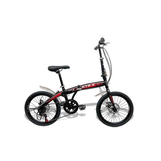 Bicicleta Dobrável GTR-X City Pliage Aro 20 Freios a Disco 7v - Preta - Preto Menor preço em Bicicleta Dobrável GTR-X City Pliage Aro 20 Freios a Disco 7v - Preta - Preto