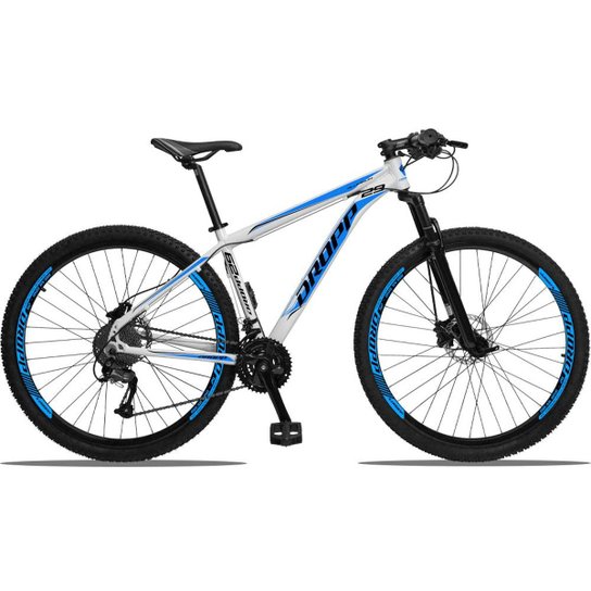 Bicicleta Dropp Aluminum 27V Aro 29 Freio Hidráulico Câmbio Traseiro Shimano Acera Suspensão Trava - Branco+Azul é ruim? Bicicleta Dropp Aluminum 27V Aro 29 Freio Hidráulico Câmbio Traseiro Shimano Acera Suspensão Trava - Branco+Azul é boa?
