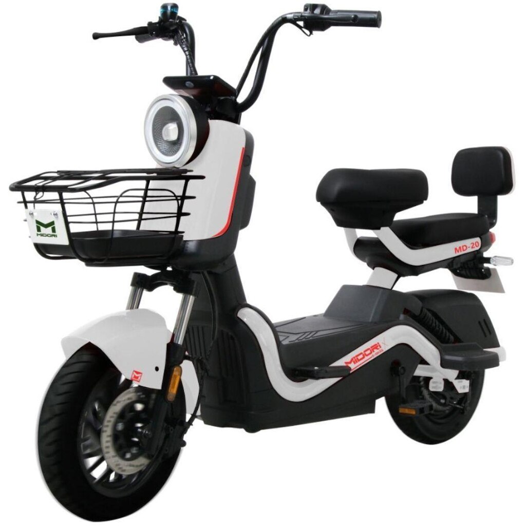 Bicicleta Elétrica Autopropelida Freio a Disco 650W 48V MD-20 Branca Midori