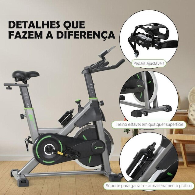 Bicicleta Ergométrica Spinning Gallant Power Pro Mecânica Roda De Inercia 20kg (GSB20HBTA-PT)