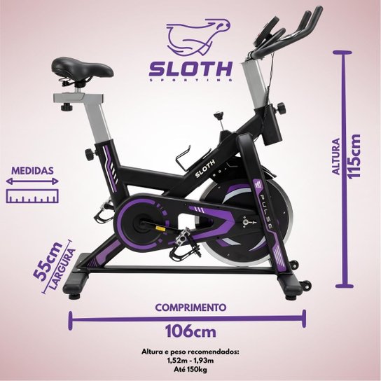 Bicicleta Ergométrica Spinning Sloth Pulse Inércia De 13kg