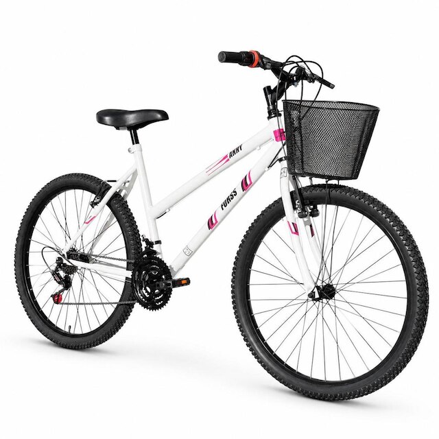 Bicicleta Feminina Aro 26 Passeio 18 Marchas Com Cestinha