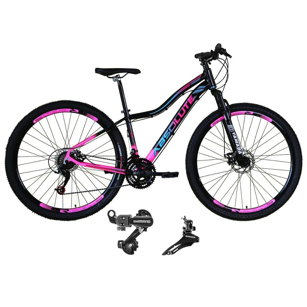 Bicicleta Feminina Aro 29 Absolute Hera 24v Alumínio com Câmbio Shimano e Garfo com Suspensão