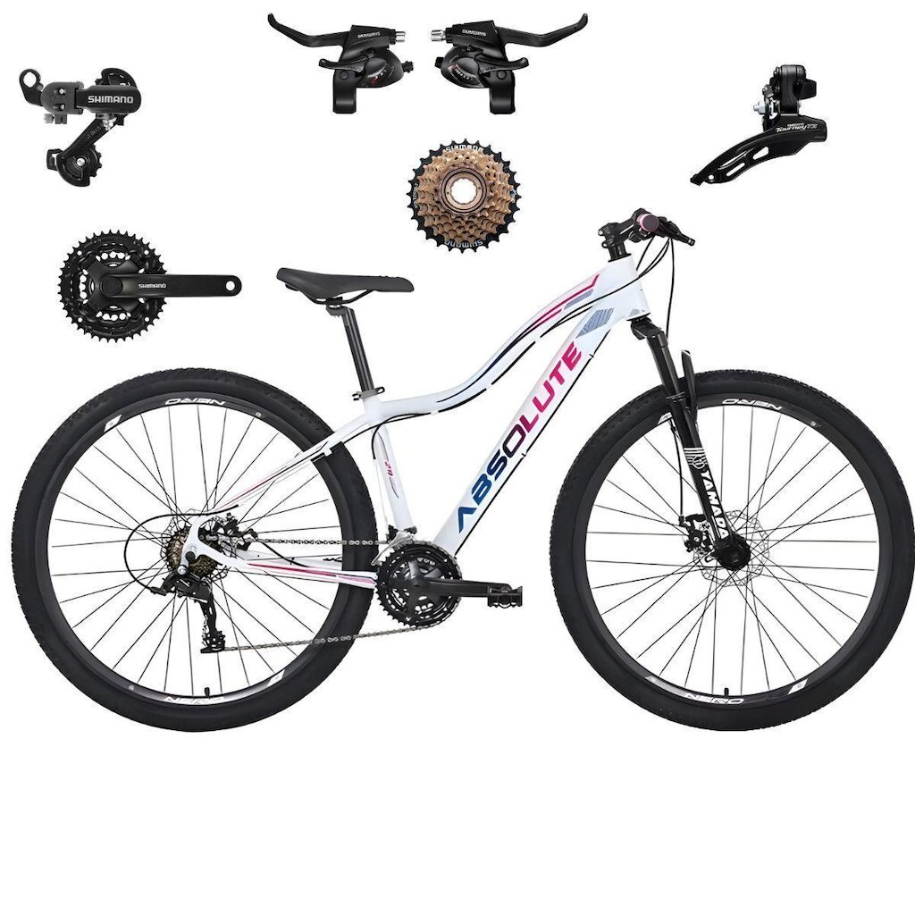 Bicicleta Feminina Mtb Aro 29 Aluminio Absolute Hera 21v Disco Mecânco Conjunto Shimano