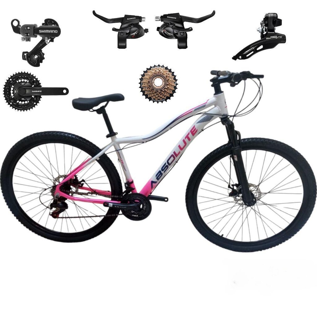 Bicicleta Feminina Mtb Aro 29 Aluminio Absolute Hera 21v Disco Mecânco Conjunto Shimano