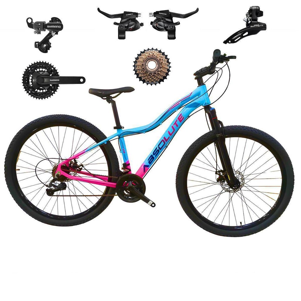Bicicleta Feminina Mtb Aro 29 Aluminio Absolute Hera 21v Disco Mecânco Conjunto Shimano