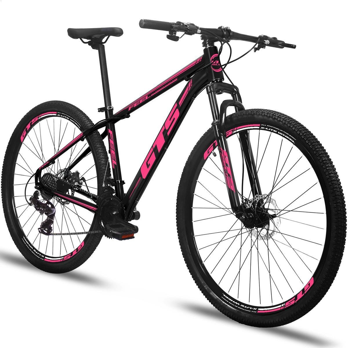 Bicicleta Gts Feel Aro 29 Susp. Dianteira 27 Marchas - Preto/rosa