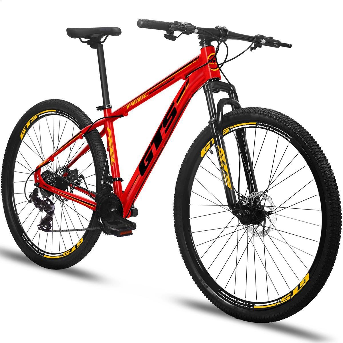 Bicicleta Gts Feel Aro 29 Susp. Dianteira 27 Marchas - Preto/vermelho