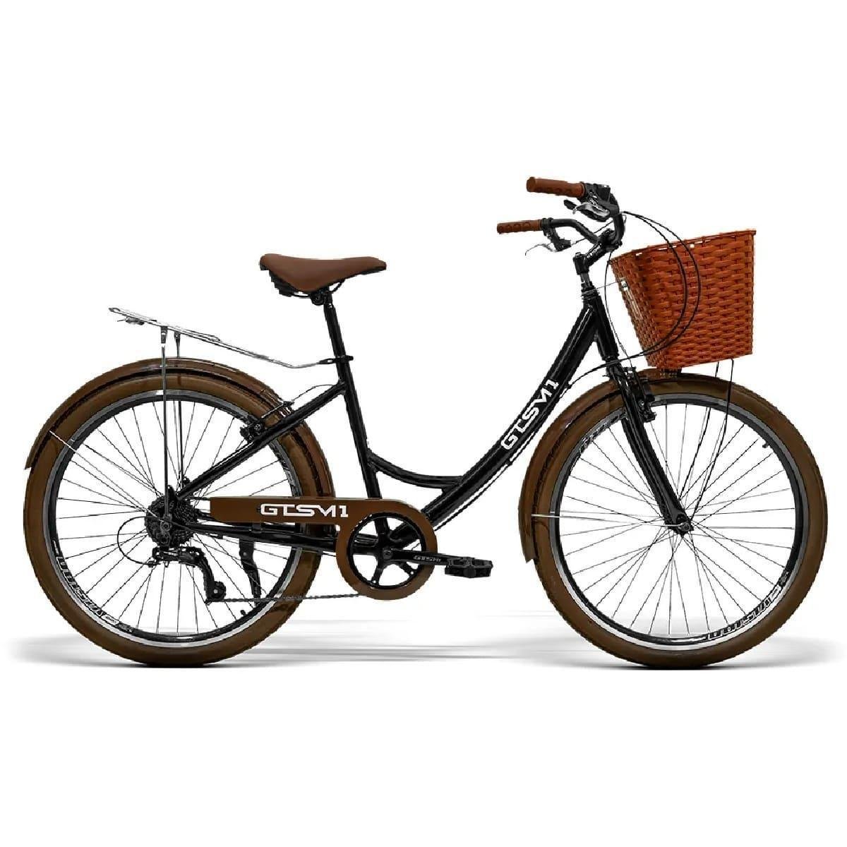 Bicicleta Gts M1 Retrô Aro 26 Rígida 7 Marchas - Preto