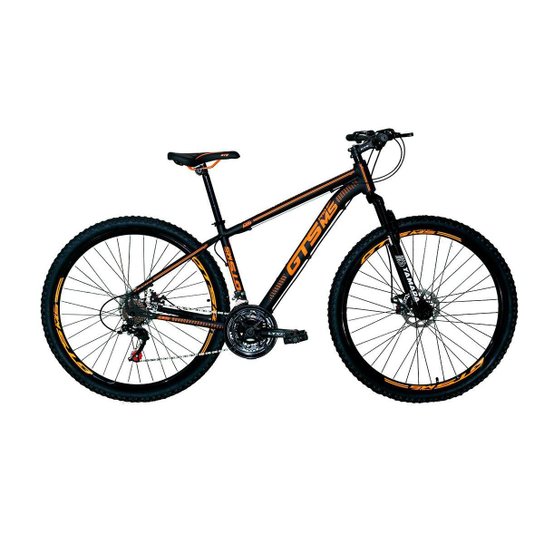Bicicleta Gts Pro M5 Techs Alumínio Aro 29 Freio a Disco 21 Marchas - Preto+Laranja Menor preço em Bicicleta Gts Pro M5 Techs Alumínio Aro 29 Freio a Disco 21 Marchas - Preto+Laranja
