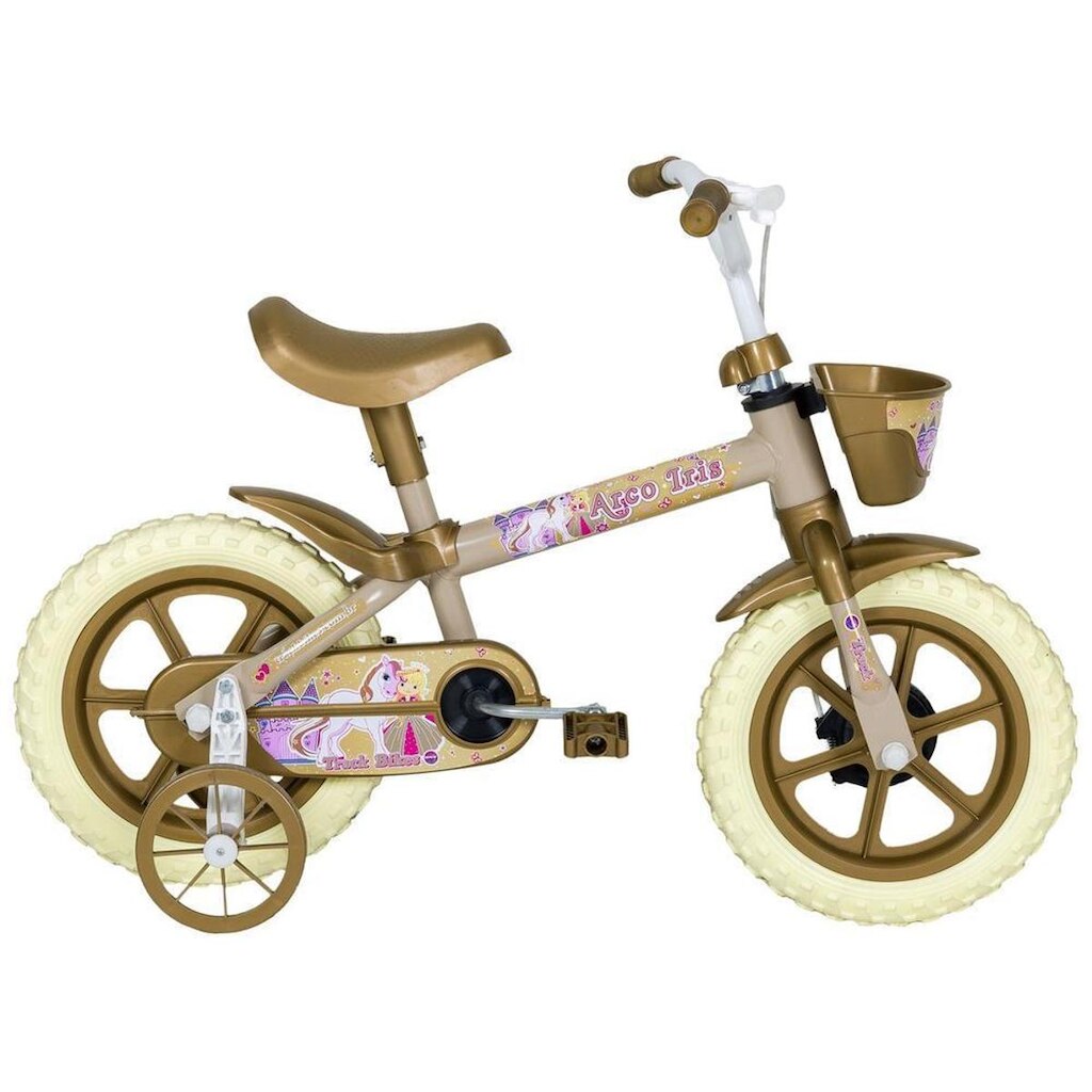 Bicicleta Infantil Aro 12" Track Bikes Arco Íris com Cestinha