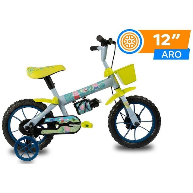 Bicicleta Infantil Aro 12 Verden 10508 Peppa George com Rodinhas